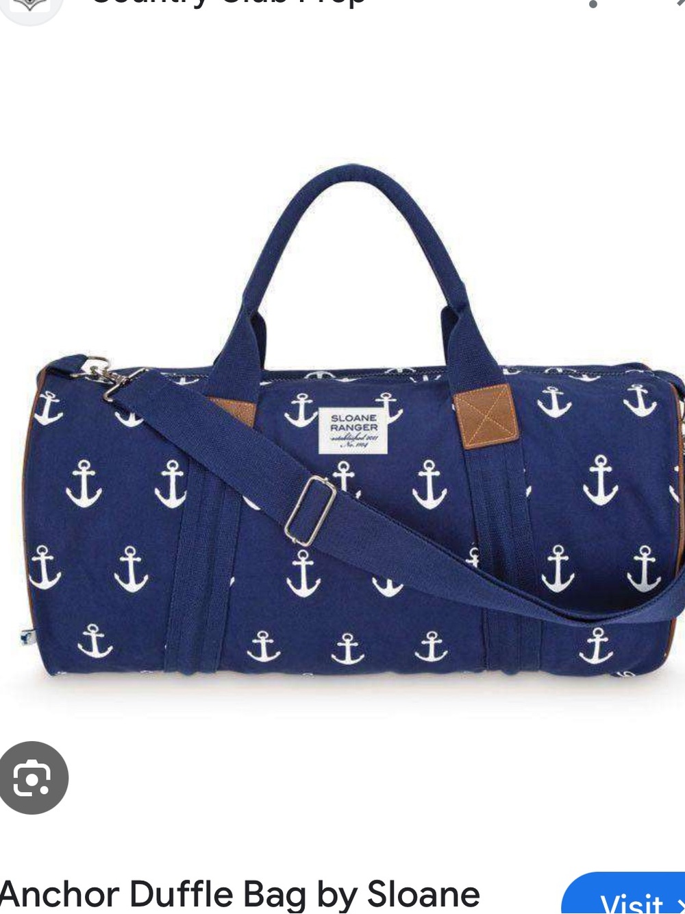 Sloane Ranger Navy Anchor Canvas Duffle Bag